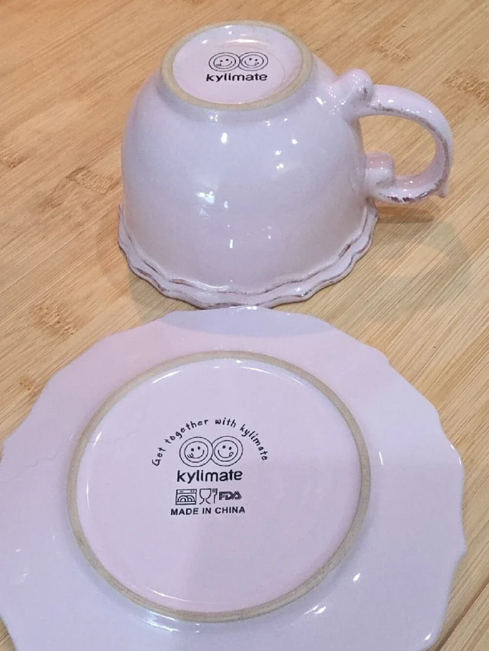 Pink Ceramic Teacup and Saucer Set